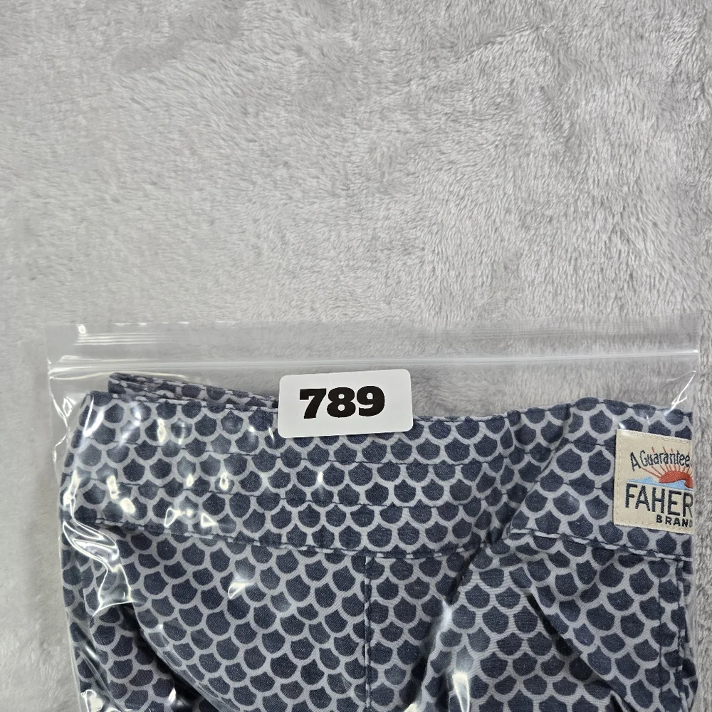 Faherty Board Swim Shorts Trunks Mens Size 36 Blue Fish Scales 6.5” Inseam